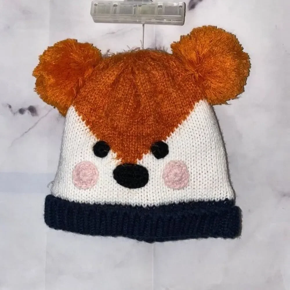 Critter cuff beanie knit fox hat